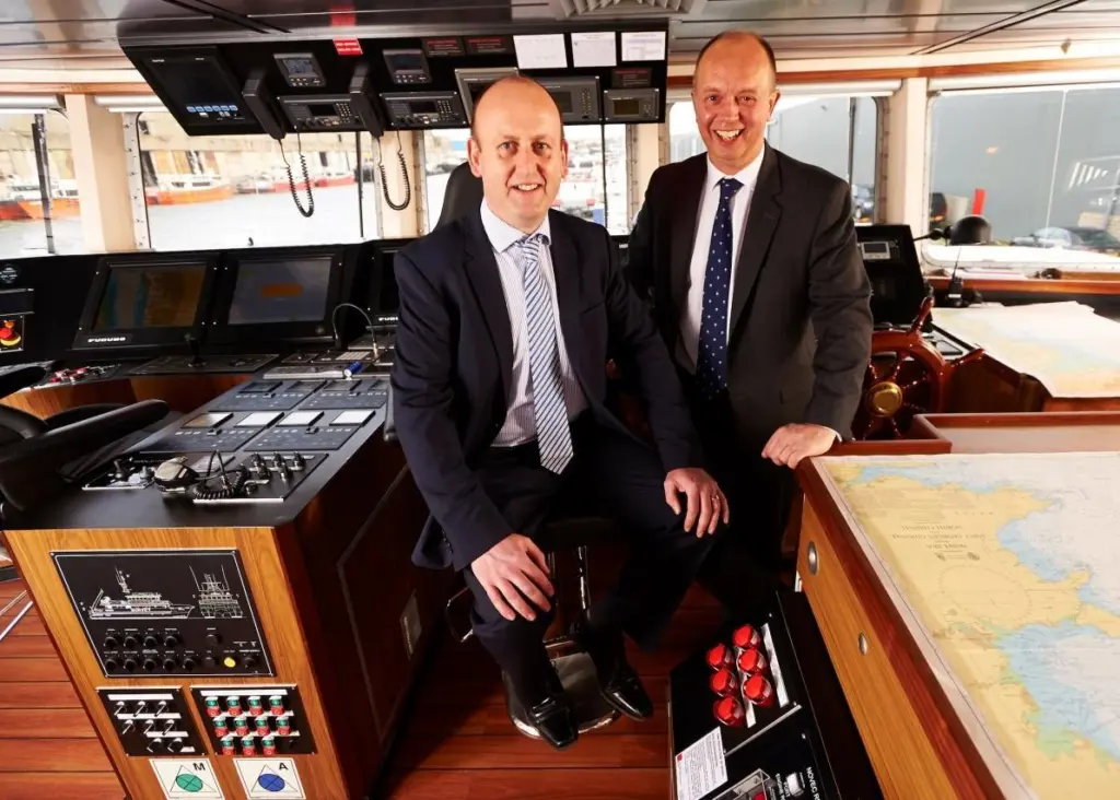 Bibby HydroMap MD Andrew McLeay with Bibby Line Group MD Sir Michael Bibby