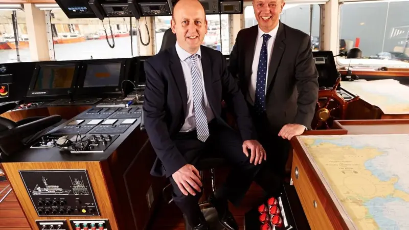 Bibby HydroMap MD Andrew McLeay with Bibby Line Group MD Sir Michael Bibby