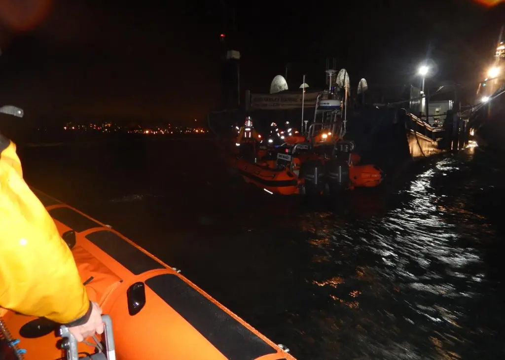The tug, the 'Asterix', attached to oil refinery at Fawley, capsized and subsequently began to sink Photo: RNLI