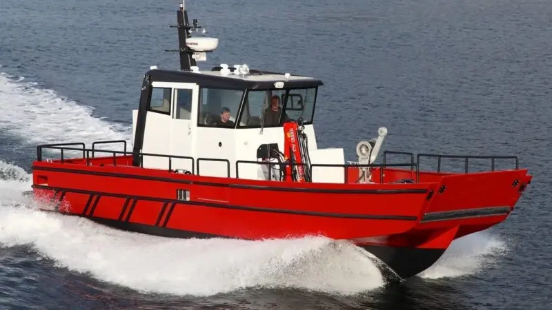 The ProZero 10.5m WBW Archipelago workboat on sea trials off Faaborg