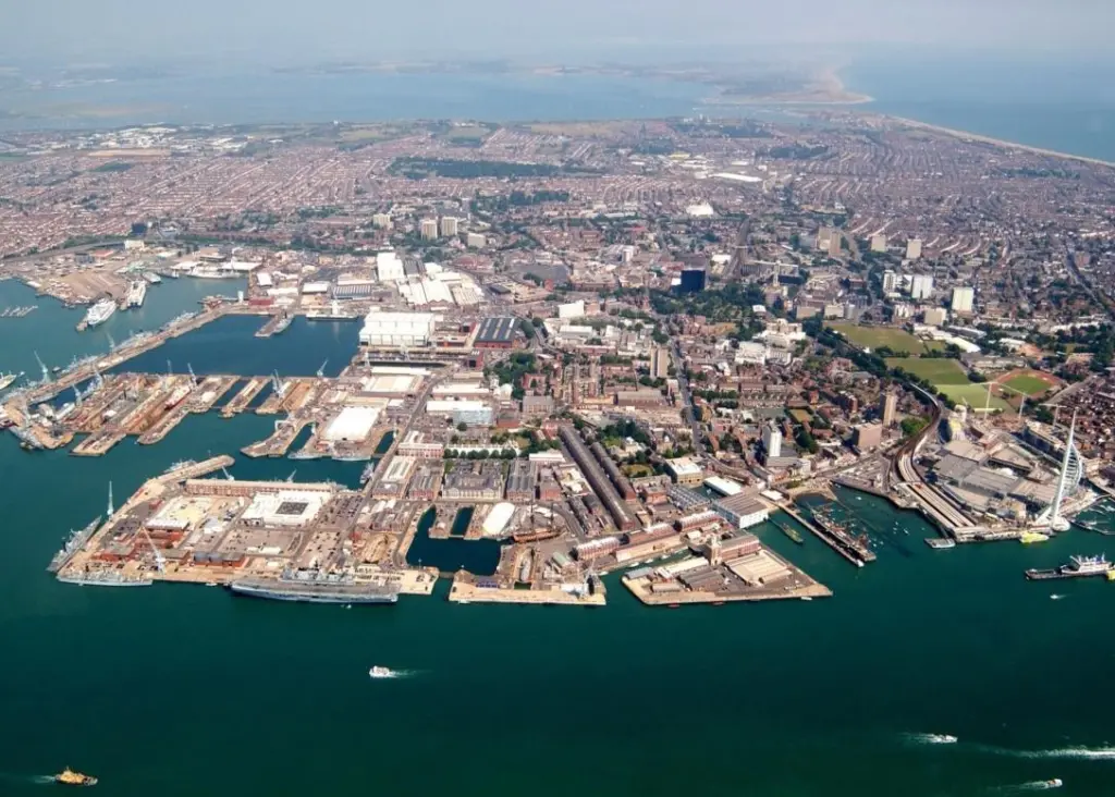 The dockyard at Portsmouth is operated by the Ministry of Defence working with BAE Systems