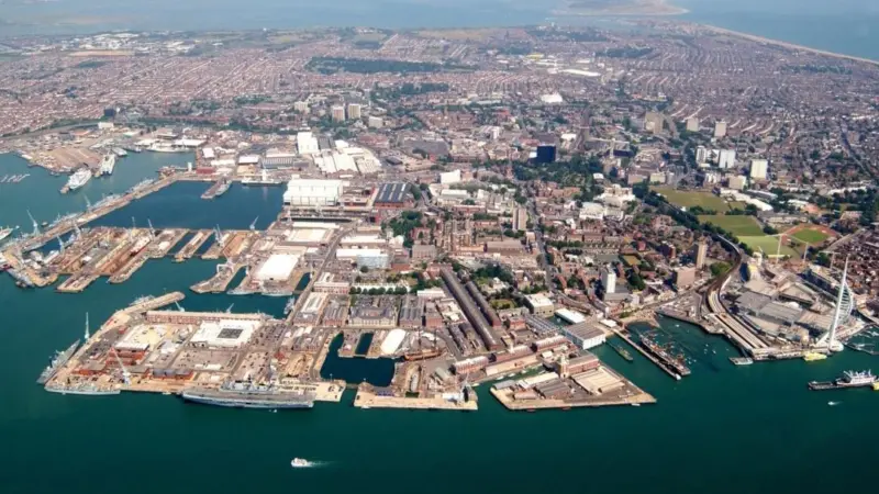 The dockyard at Portsmouth is operated by the Ministry of Defence working with BAE Systems