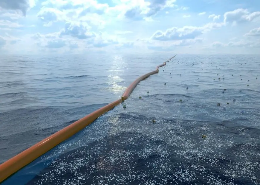 The Ocean Cleanup will use a 100 km-long floating barrier to let the ocean currents concentrate the plastic themselves