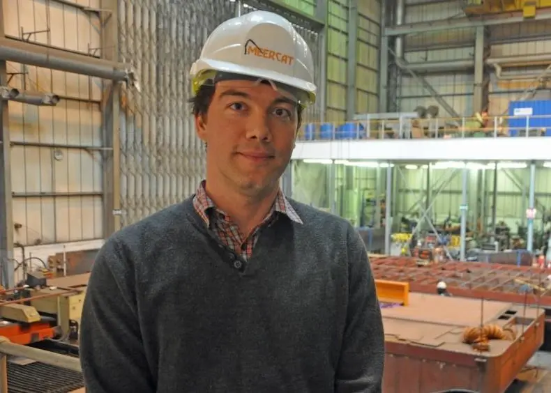 Meercat Workboats Operations Director James Lewis at the Portchester boatyard