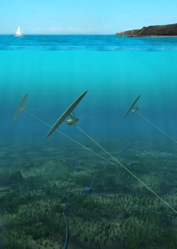Minesto’s tidal power plant, called Deep Green, looks like an underwater kite and is based on a fundamentally new principle for electricity generation from tidal and ocean currents