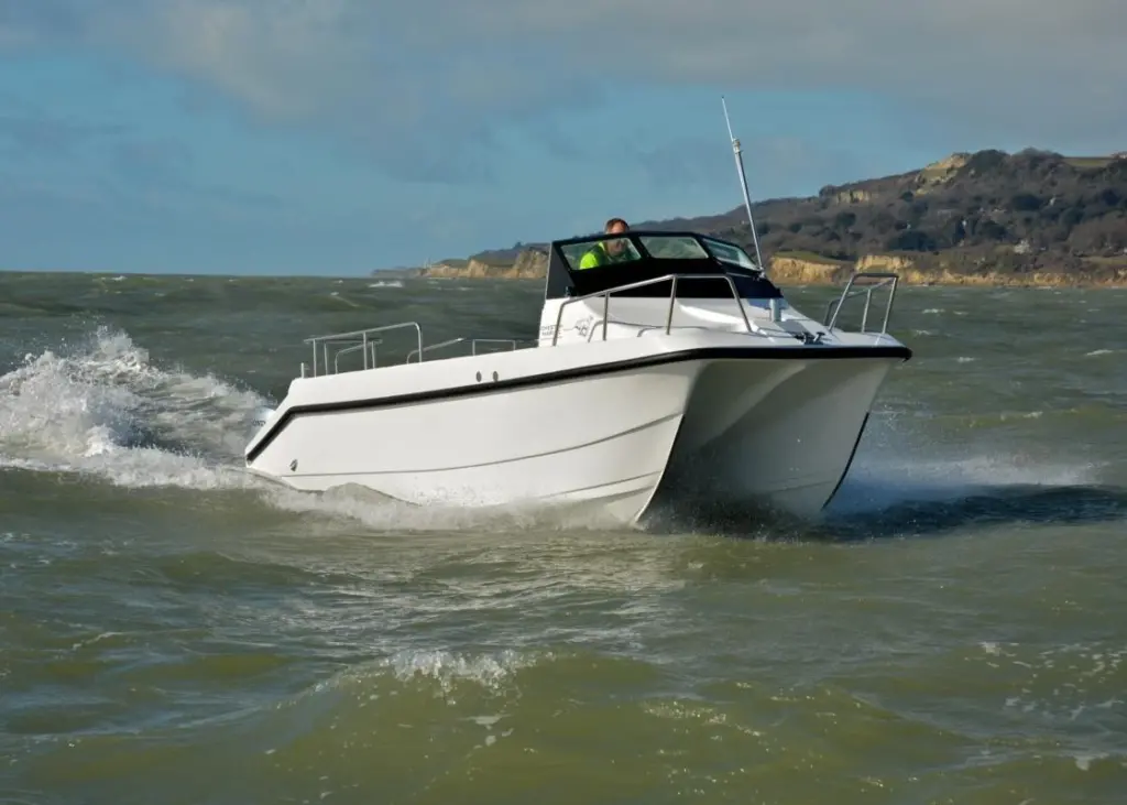 The prototype 6.2m in testing on a typical February day