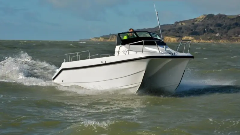 The prototype 6.2m in testing on a typical February day