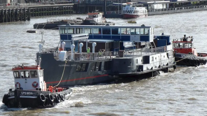 'Tattershall Castle' is returned to its moorings in London by GPS Marine (Phillip Bisset-GPS Marine)