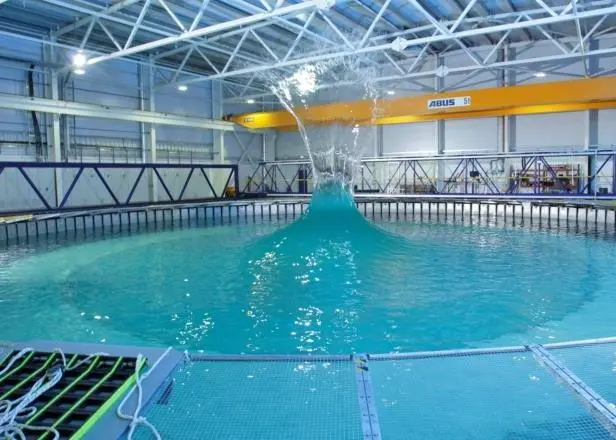 The facility is capable of creating every conceivable wave; in this case a waterspout