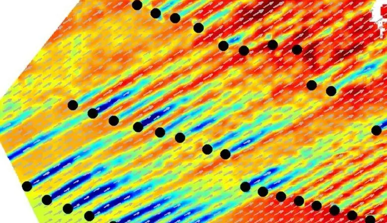 Dual doppler wind fields, synthesised by two or more radars, will provide an understanding of the complex flow fields within large turbine arrays