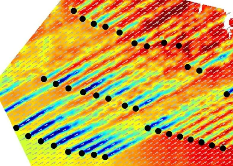 Dual doppler wind fields, synthesised by two or more radars, will provide an understanding of the complex flow fields within large turbine arrays