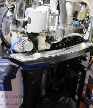 The 60hp Runsun diesel outboard was on show at Seawork 2015