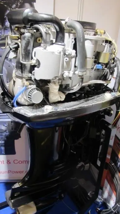 The 60hp Runsun diesel outboard was on show at Seawork 2015