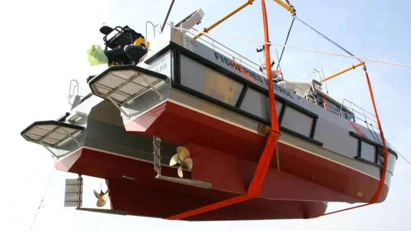 The Goodchild Marine cat ‘St Aidan’ is kitted out with Clements Engineering stern gear