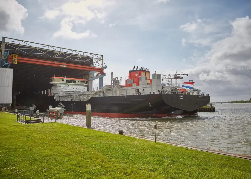 Ilembe is seen entering the water at IHC’s Kinderdijk yard
