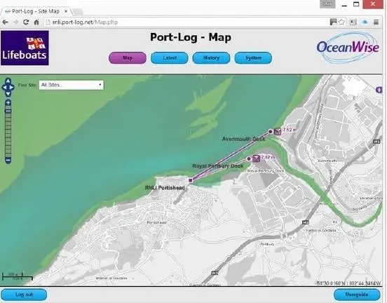 Port-Log map showing the Tidal Level System