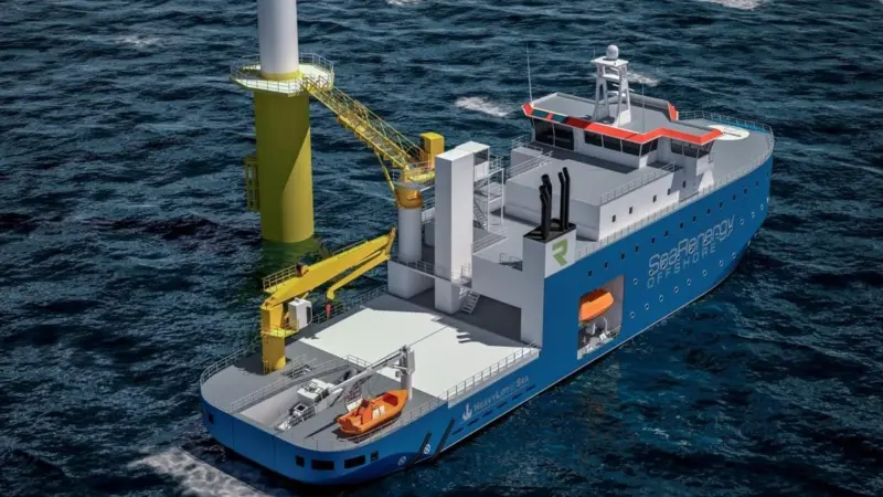 The all new OAV-SR1 (Offshore Assistance Vessel) (Image: HeavyLift@Sea / Searenergy)