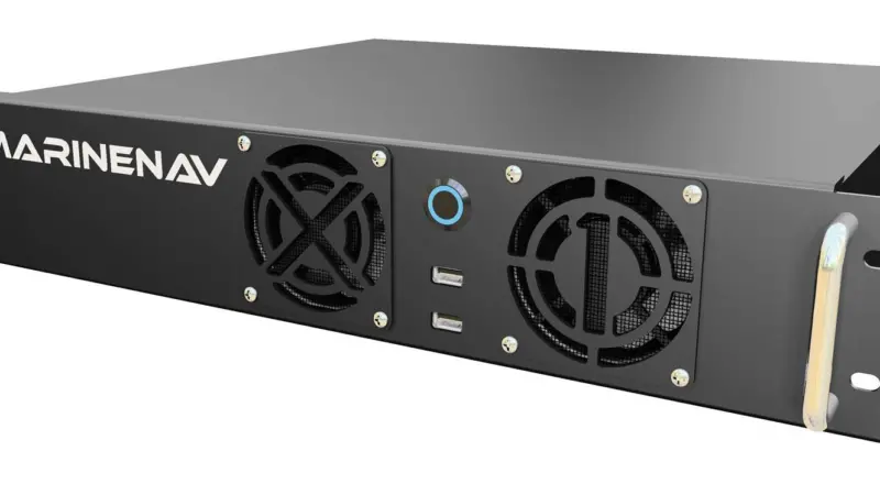 MarineNav’s X1 rack-mounted computer, standard and fanless versions of which are now being marketed throughout Europe for hydrographic and other applications by Eurotask
