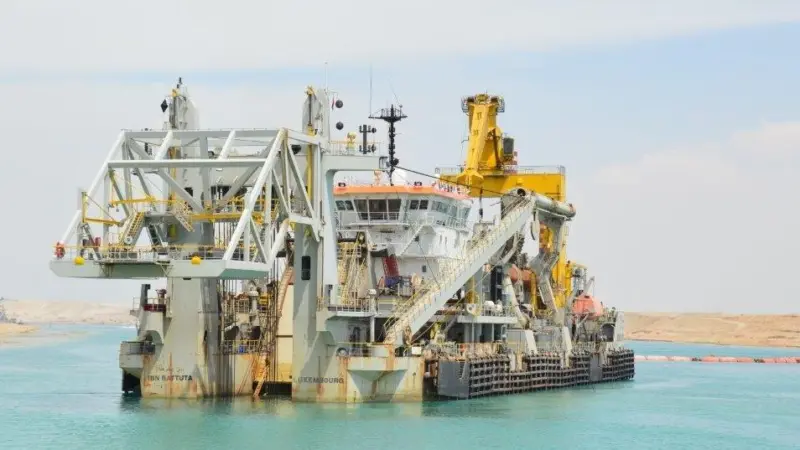 'Ibn Battuta' is one of seven Jan De Nul cutter suction dredgers working on the project
