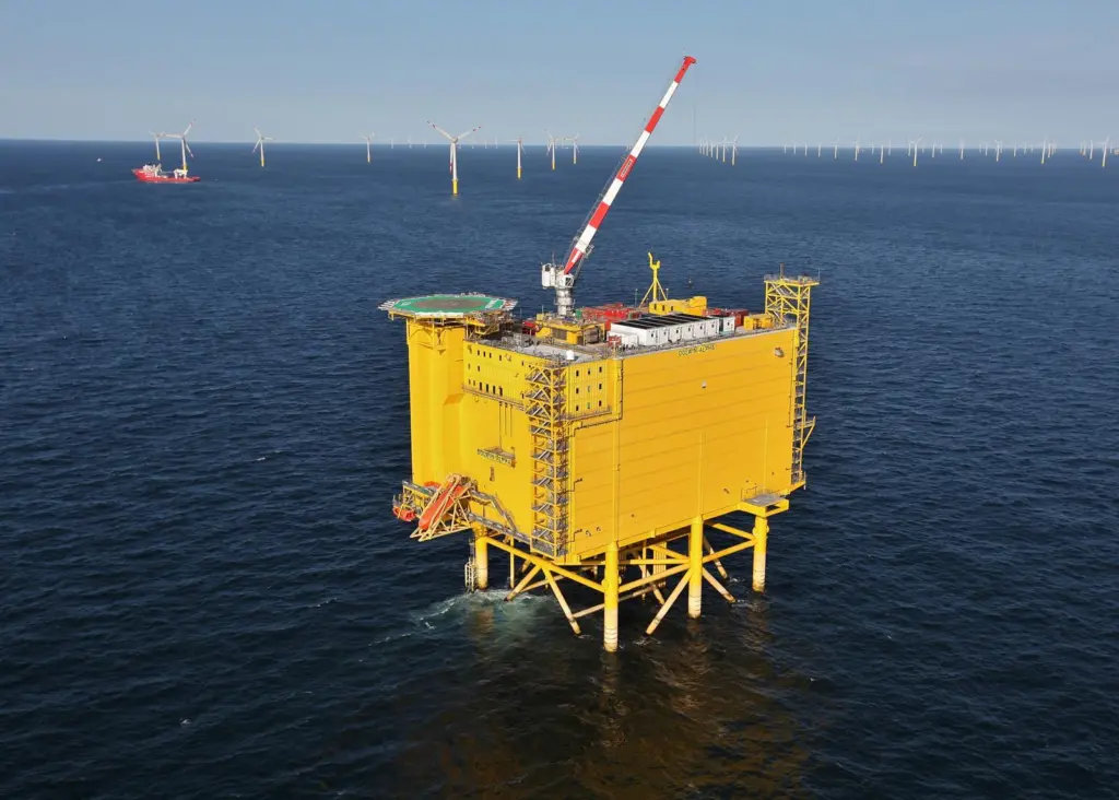 The windfarms are connected via submarine cables to DolWin alpha, the offshore converter station