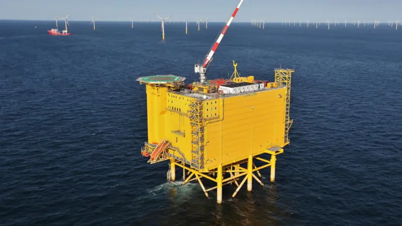 The windfarms are connected via submarine cables to DolWin alpha, the offshore converter station