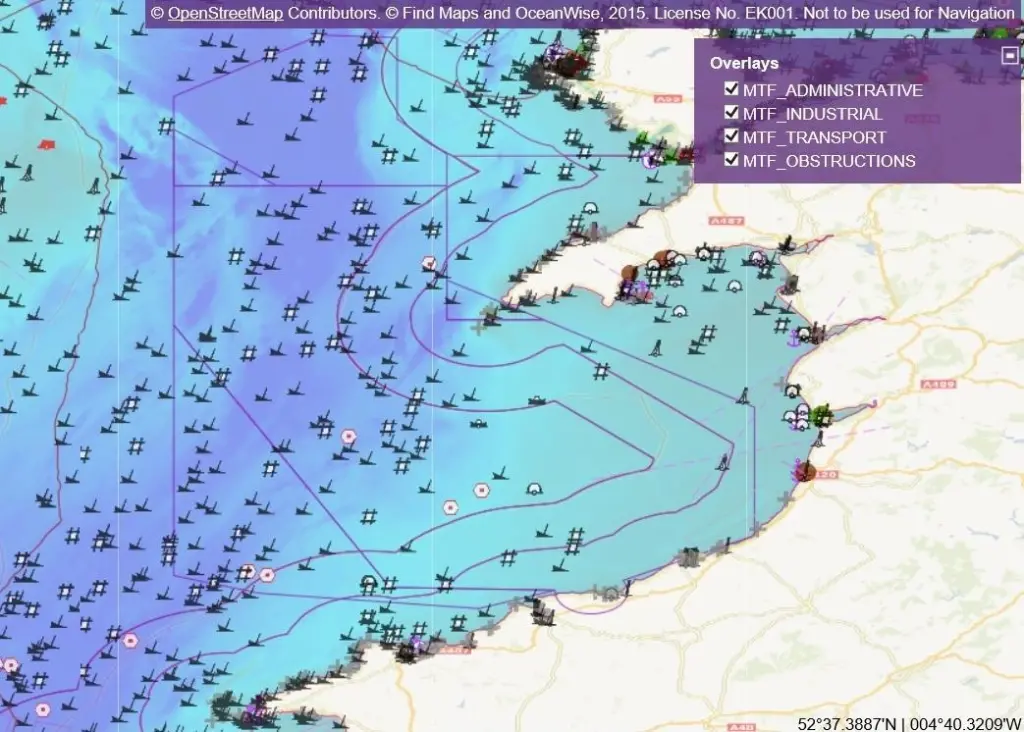 An online demonstration of OceanWise's Marine themes Vector chart