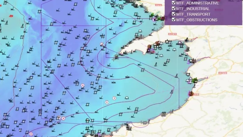 An online demonstration of OceanWise's Marine themes Vector chart