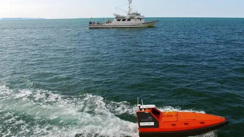 The unmanned survey boat was supplied by British company ASV