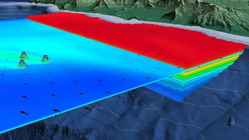 The model was adapted to dynamically couple a turbulent plume model with a regional ocean circulation model