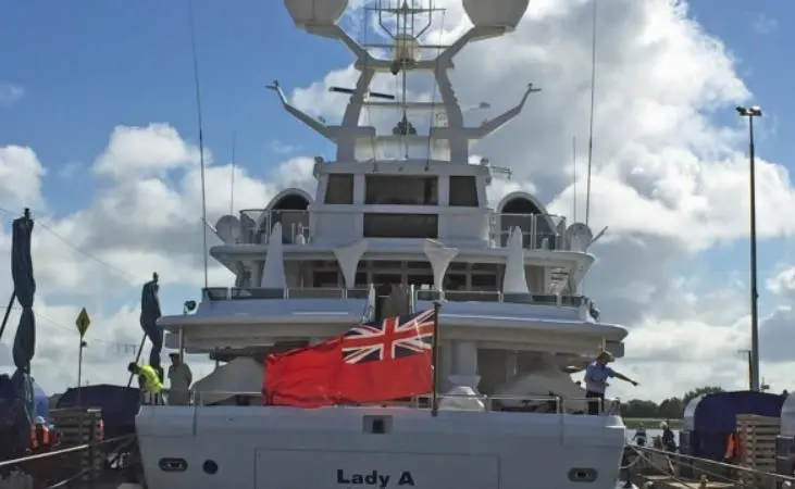 Burgess Marine welcoming Lord Sugar's yacht Lady A to Trafalgar Wharf at Portchester