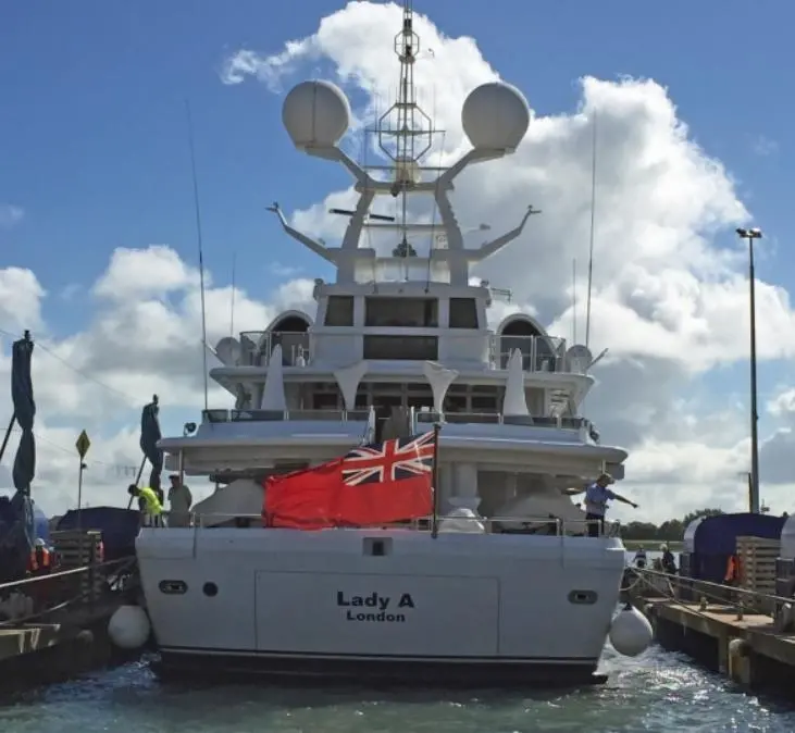 Burgess Marine welcoming Lord Sugar's yacht Lady A to Trafalgar Wharf at Portchester