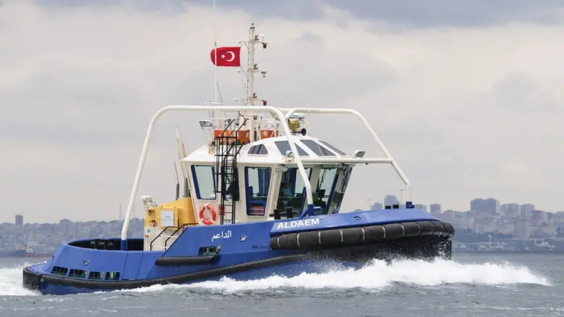 The latest three of a seven vessel order for Aqaba Port includes the line-handling tug 'Aldaem' (Sanmar)