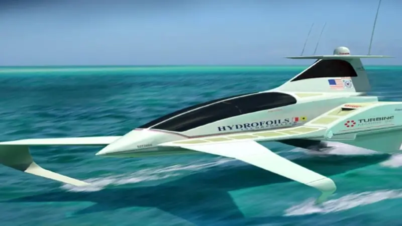 The main cabin rides above the water and is not subject to wave impact and drag,