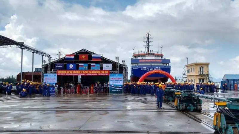 The launching ceremony for the Severnaya Dvina