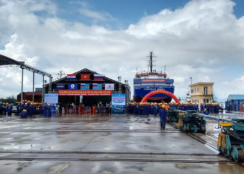 The launching ceremony for the Severnaya Dvina