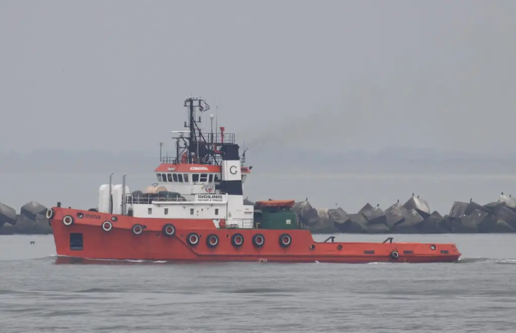 Gigilinis' tug 'Spartan' has taken part in a month long rescue tow (Peter Barker)