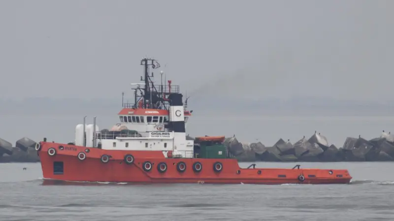 Gigilinis' tug 'Spartan' has taken part in a month long rescue tow (Peter Barker)