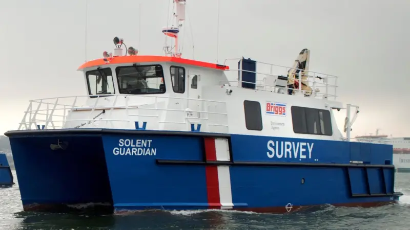 Briggs Marine’s coastal survey vessel Solent Guardian, one of a number of specialist craft on show at Oceanology International