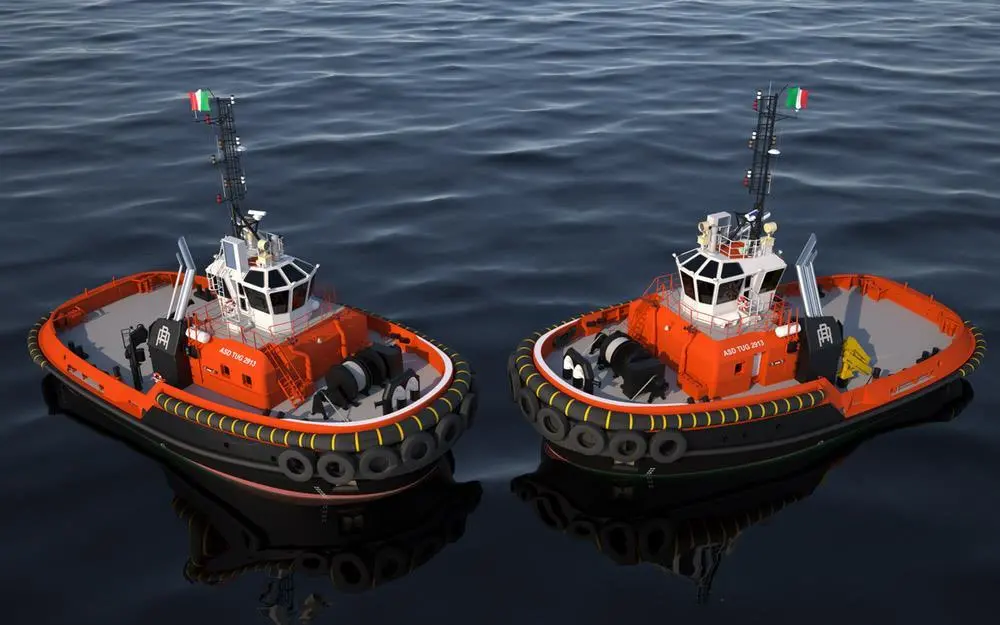 The two ASDs will join Voith tractor and conventional tugs in Rimorchiatori Riuniti's fleet (Damen)