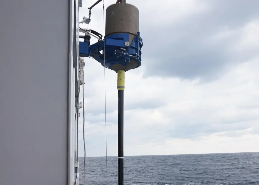The giant piston corer has been successfully trailed in Japan