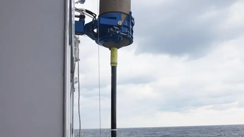 The giant piston corer has been successfully trailed in Japan