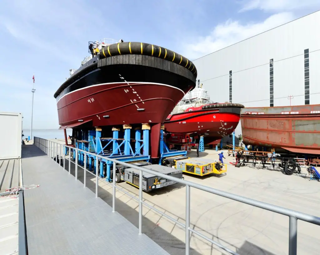 'Ares' is made ready for launching at Sanmar's Altinova shipyard (Sanmar)