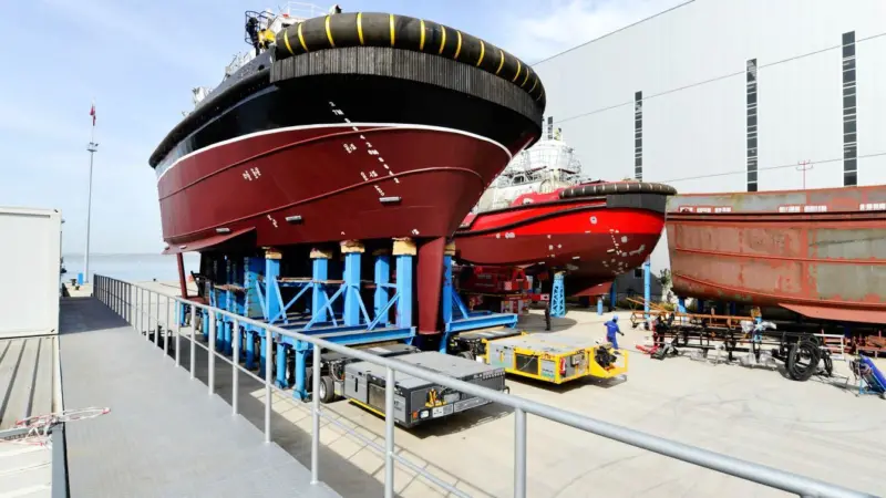 'Ares' is made ready for launching at Sanmar's Altinova shipyard (Sanmar)