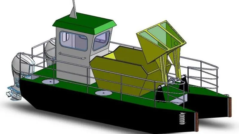 The primary debris recovery operation is carried out by means of a hydraulically operated bucket scoop