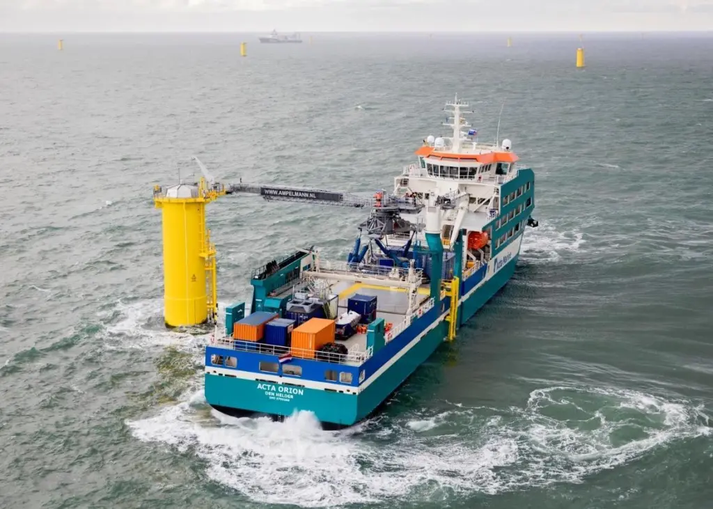'Acta Orion' showing an offshore access system in use