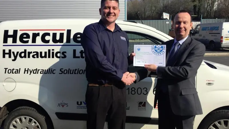 Martin Kingsbury from the BFPA presenting Ryan Langley with his accreditation