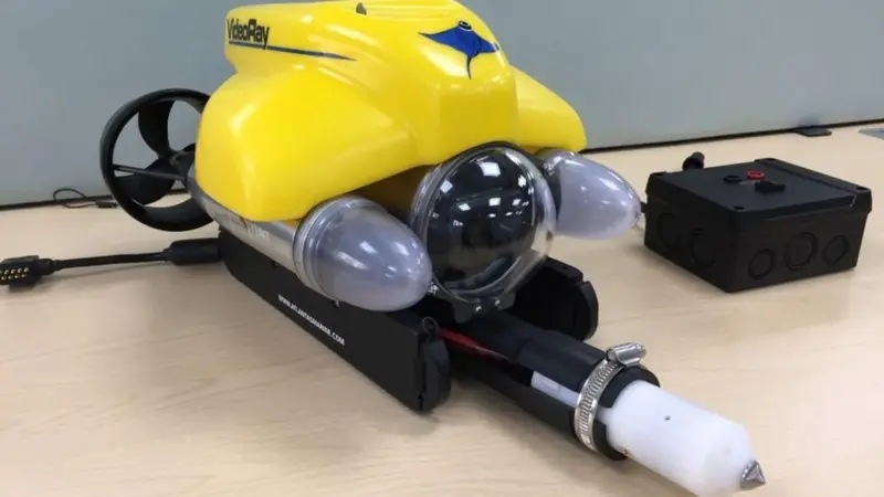 A VideoRay ROV with  Atlantas Marine's new CP probe and data overlay tool box