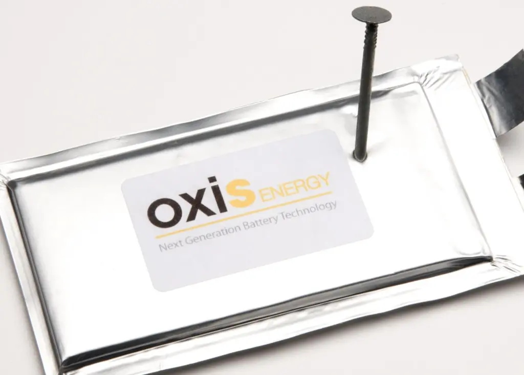 Oxis Energy nail penetration test: Li-s cells show no reaction