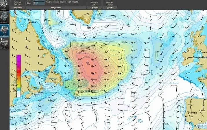Theyr Weather and Ocean data parameters include wind speed, barometric pressure, precipitation, air temperature, sea surface temperature