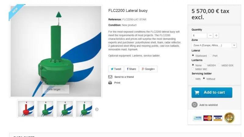 A FullOceans lateral buoy ordering page